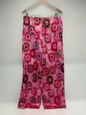 La SENZA Pink and Brown Retro Print Pajama / Lounge Pants Y2K size M